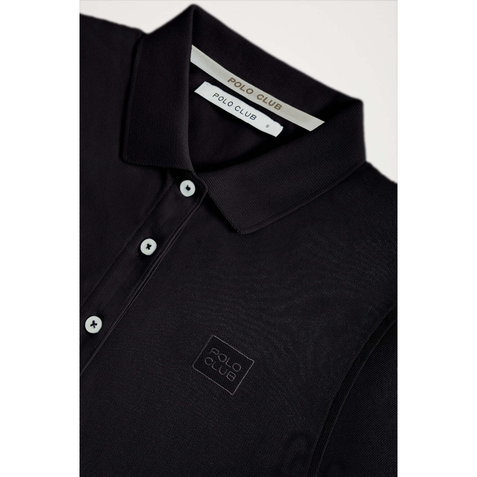 Polo de manga corta piqué negro con logo Polo Club