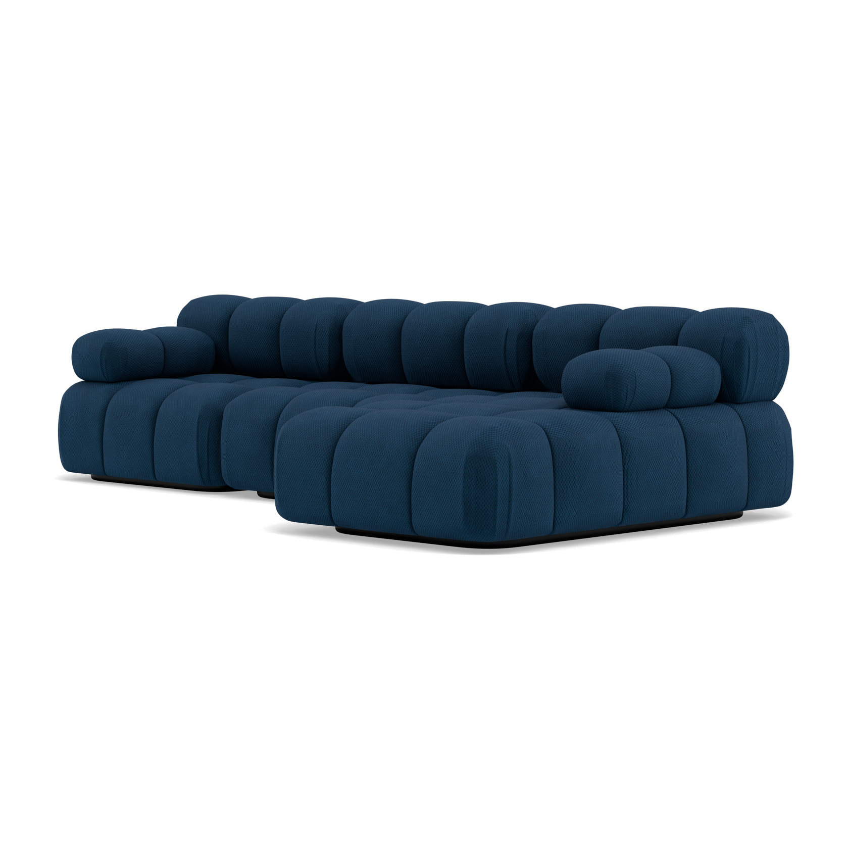 Ruby - canapé modulable d'angle droit 4 places en velours texturé - Bleu