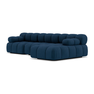 Ruby - canapé modulable d'angle droit 4 places en velours texturé - Bleu