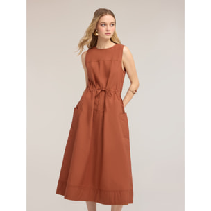Motivi - Vestito con coulisse in popeline - Marrone