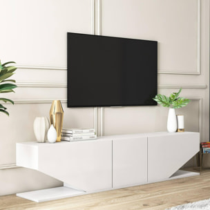 Mobile porta TV Dababaca, Credenza da soggiorno, Armadio basso per TV, Base parete attrezzata, 180x30h40 cm, Bianco