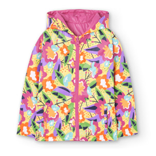 Parka reversible niÃ±a, capucha, estampado de flores