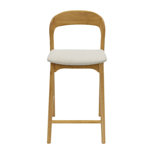 Lot de 2 tabourets de bar bois d'hévéa naturel et tissu. L58.8 x P46.5 x H95.5cm - Athena