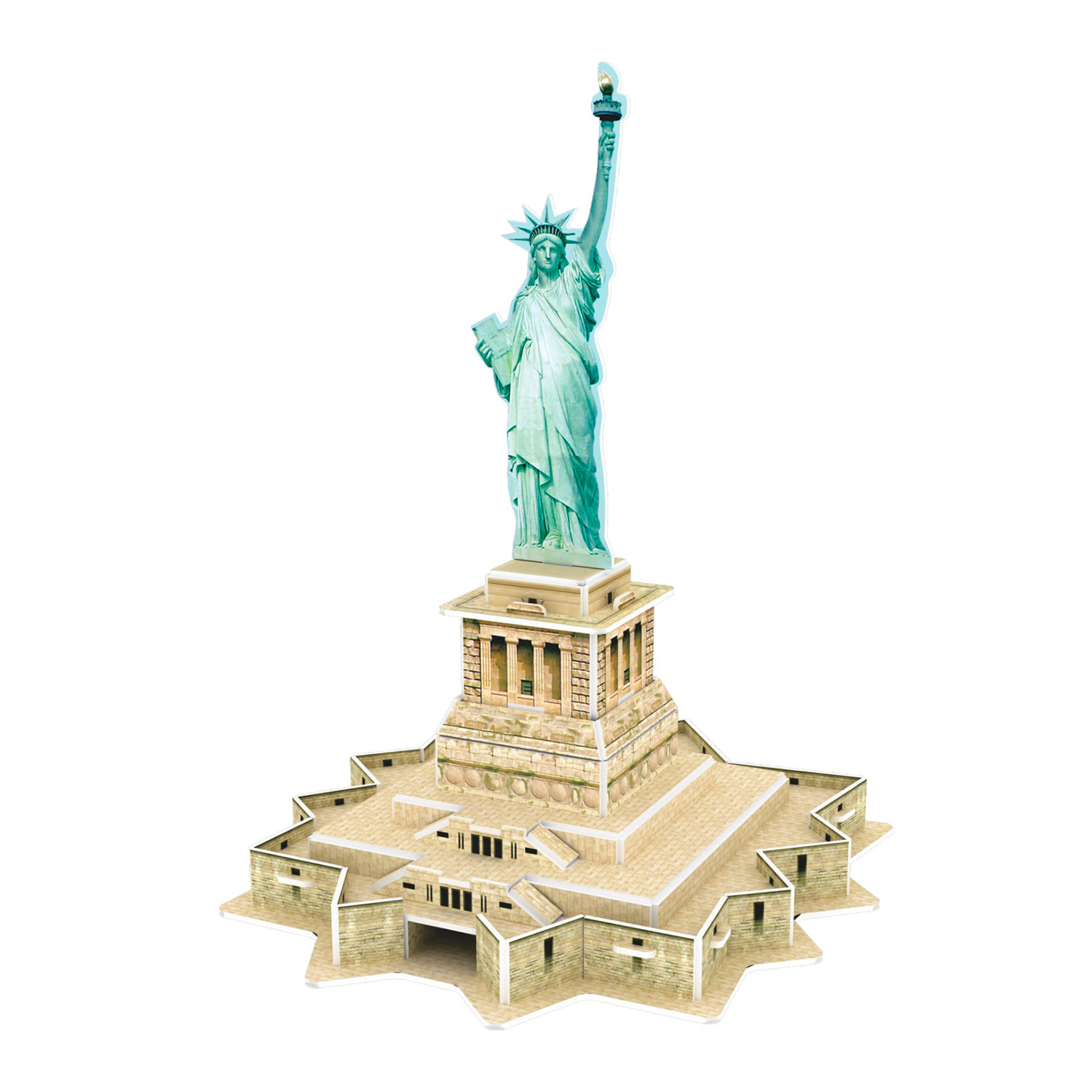Puzle 3D de cartón de la Estatua de la Libertad situada en Nueva York. 22 piezas.