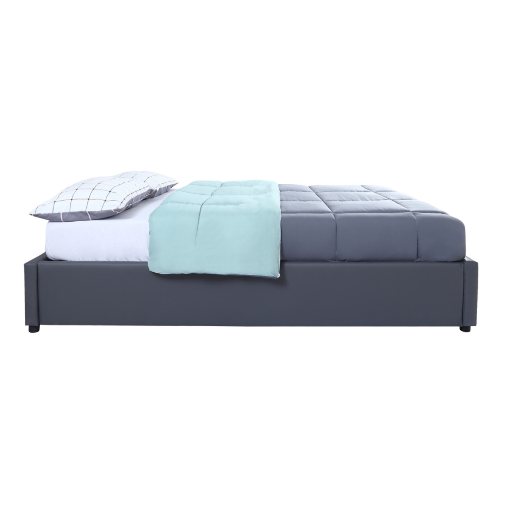 Lit coffre Otta 140x190cm simili cuir gris