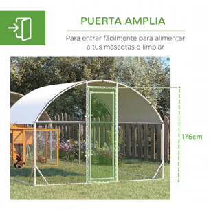 Gallinero Exterior de Acero Galvanizado 7,6x2,8x1,95 m Gallinero Grande con 4 Pisos Techo Cubierta de Tela Corral para 20-24 Gallinas Conejos Aves Plata