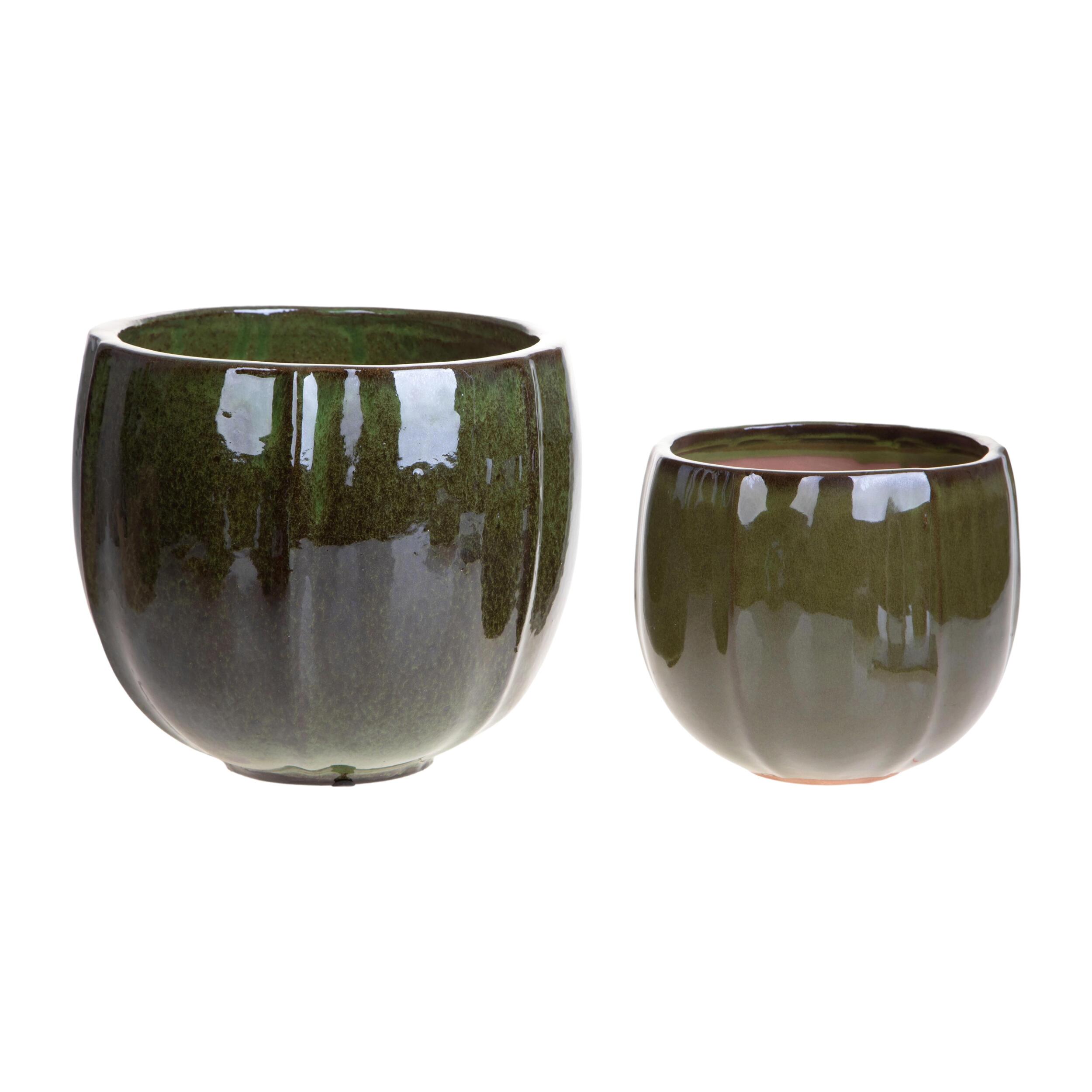 Set 2 vaso rotondo - Colore Verde - 27,5xH24x27,5cm - Bianchi Dino