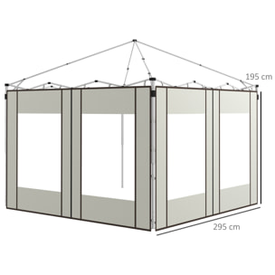 Outsunny Paredes Laterales para Carpa de 2 Paneles 295x195 cm Paredes Laterales de Repuesto de Tela Oxford con 2 Ventanas para Carpas de 6x3 m 3x3 m Crema