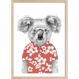 Affiche enfant koala  Affiche + cadre en bois - Chêne