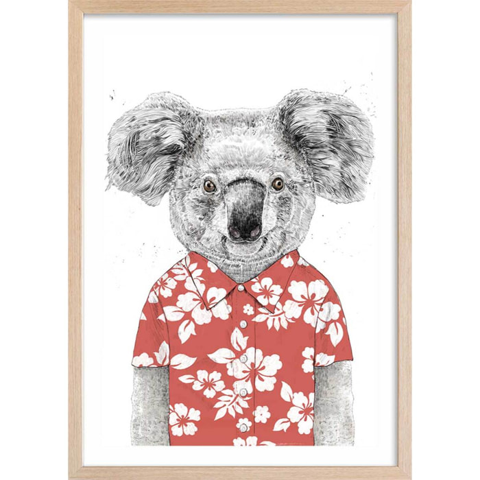 Affiche enfant koala  Affiche + cadre en bois - Chêne