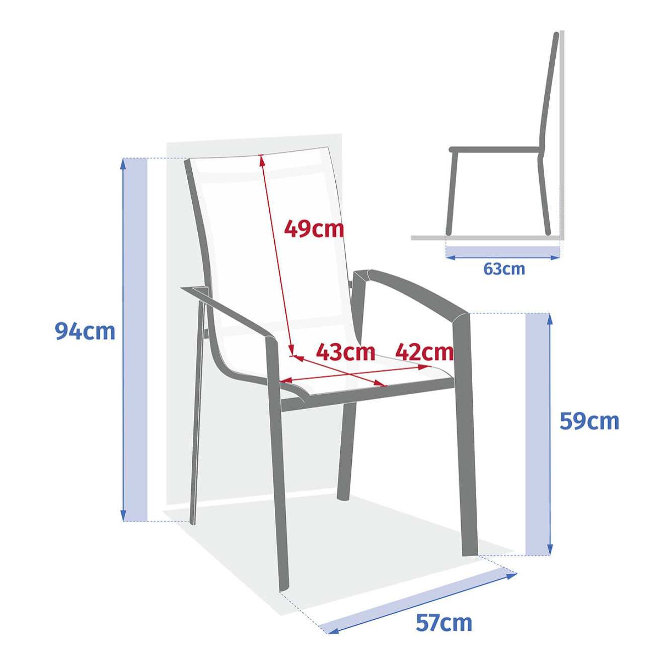 Fauteuil de jardin empilable "Axant" vert olive & vert laurier aluminium et texaline