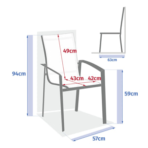 Fauteuil de jardin empilable "Axant" vert olive & vert laurier aluminium et texaline