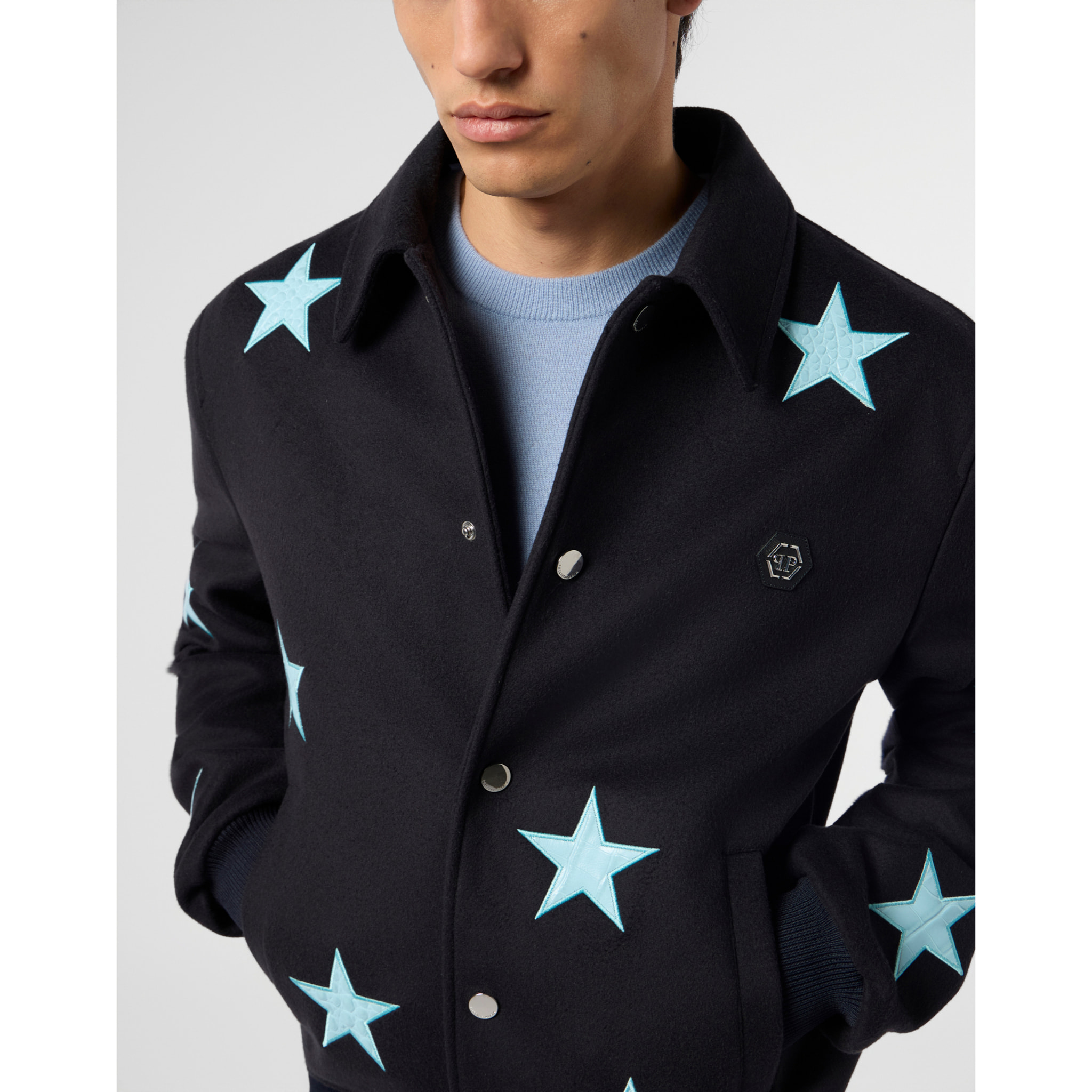 PHILIPP PLEIN Wool Coster Jacket Cocco Stars