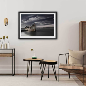 Affiche bateau destination finale Affiche + cadre en bois - Noir