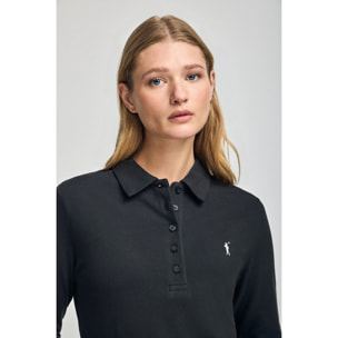 Polo Priyanka negro de cinco botones con bordado Rigby Go