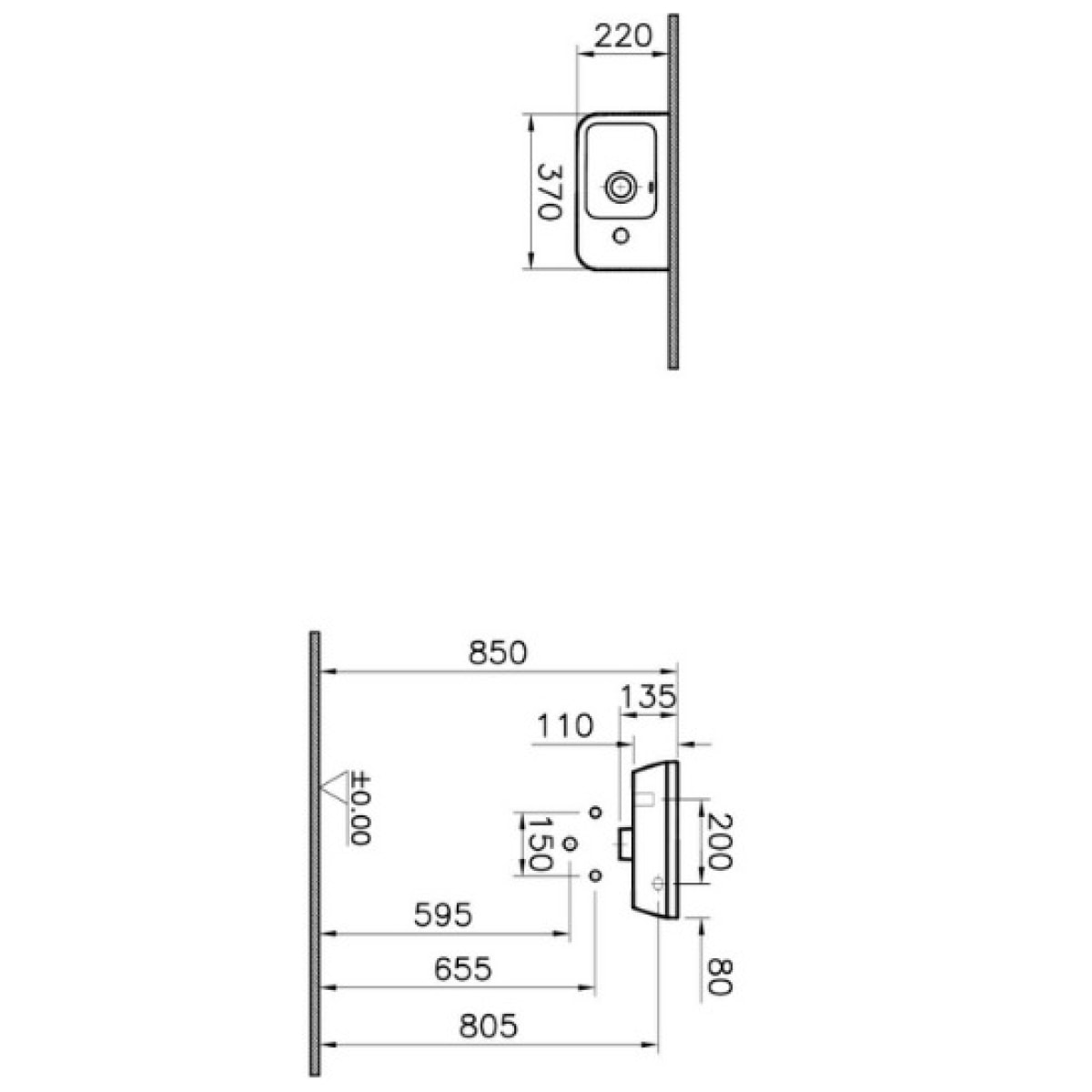 Set Lave-mains 37x22 cm avec trou pour robinetterie sur la droite + siphon (7091-003-0029-SET)