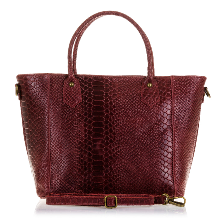Imperia Borsa tote Donna.Pelle autentica Camoscio Stampa Serpente