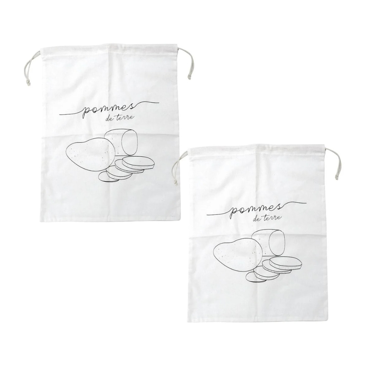 Lot de 2 sacs à légumes réutilisables avec 2 sacs en coton Fackelmann Nature