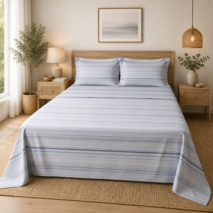 HERMET Completo Letto Matrimoniale in 100% Cotone_Roberta_Avio