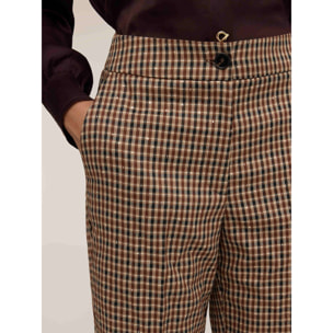 Motivi - Pantaloni cropped fantasia check lurex - Beige