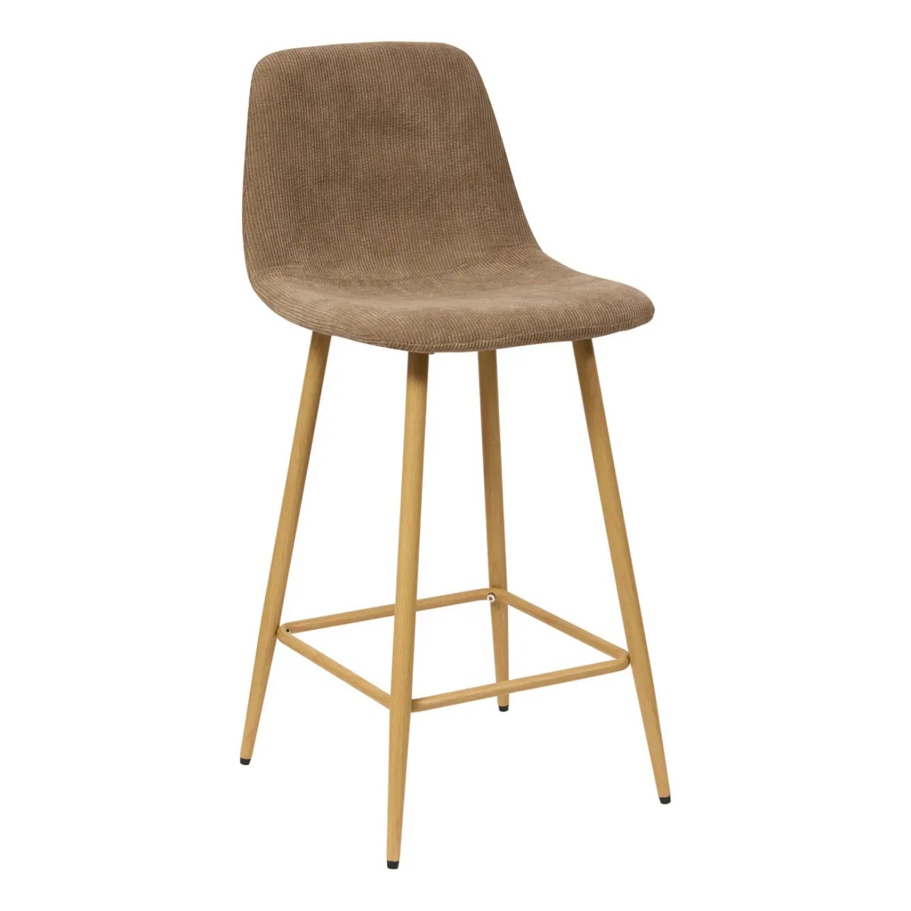 Chaise Haute de Bar Roka en Tissu Beige Foncé L42xP48xH93 cm