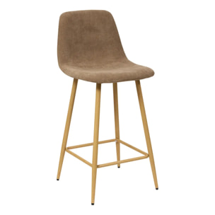 Chaise Haute de Bar Roka en Tissu Beige Foncé L42xP48xH93 cm