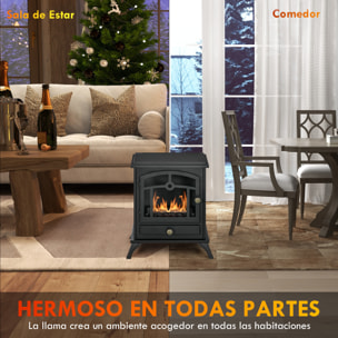 Chimenea de Bioetanol Estufa de Bioetanol de Pie con Tanque de 1,2 L Apagallamas de Acero Inoxidable Tiempo de Combustión 3H para Interiores 20-25 m² 45x28x54 cm Negro
