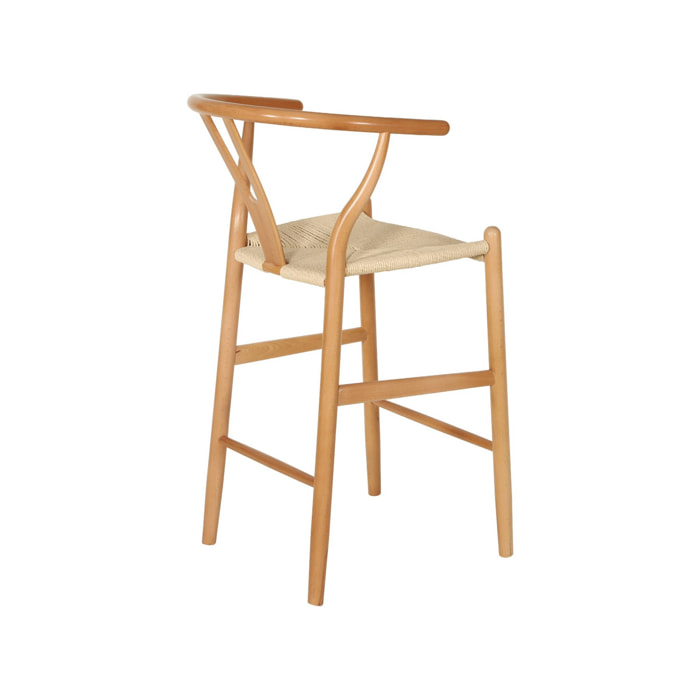 Tabouret de bar vintage bois de hêtre et cordes (lot de 2) CECILE