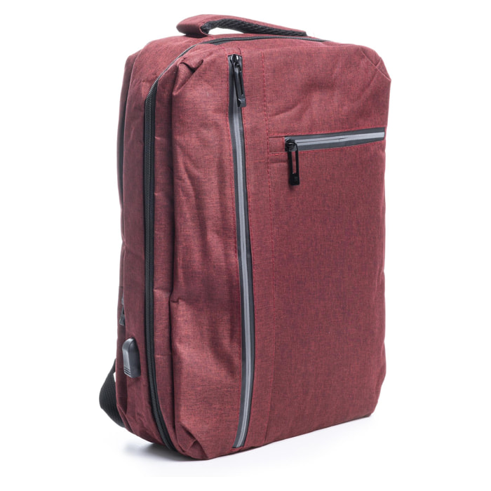 Zaino da cabina multiscomparto, porta laptop 17''. Adattabile a Trolley. Presa USB esterna nascosta.