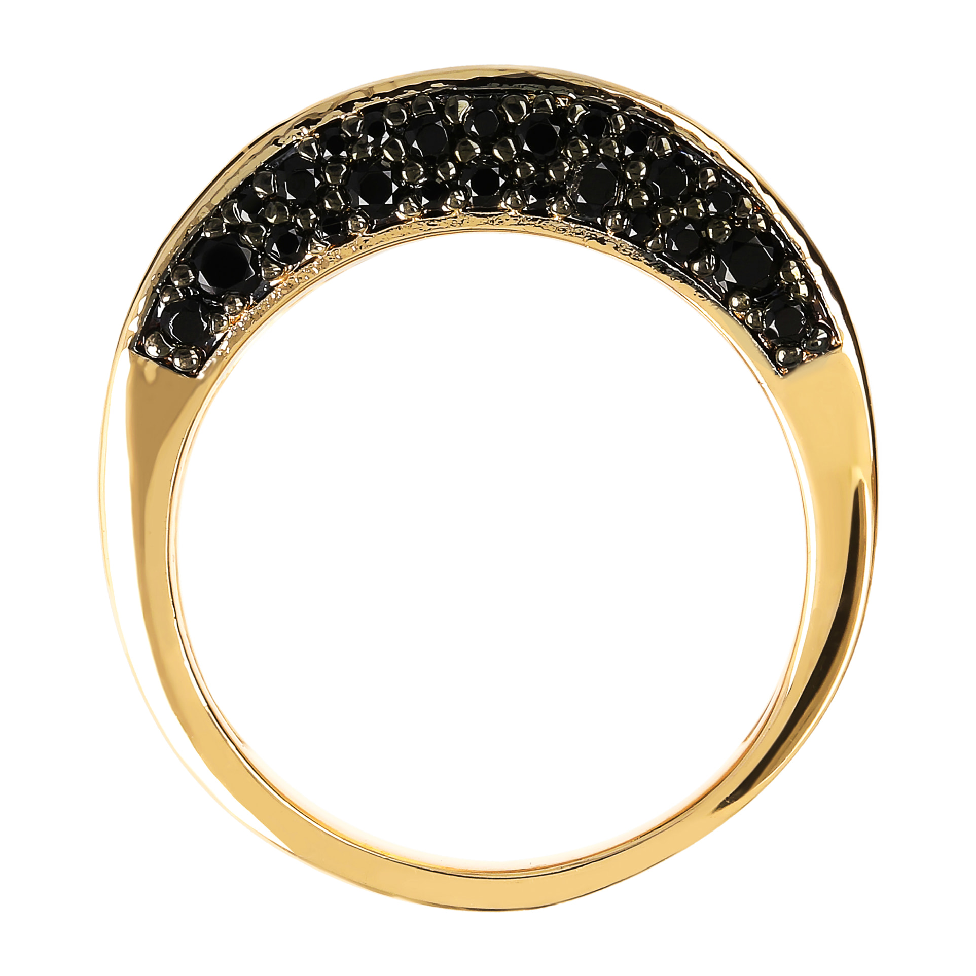 Anello Golden a Fascia Graduato con Pavé di Spinello Nero