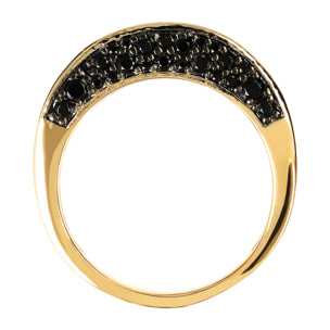 Anello Golden a Fascia Graduato con Pavé di Spinello Nero