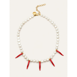 Collar Chili Pearl Acero Baño Oro