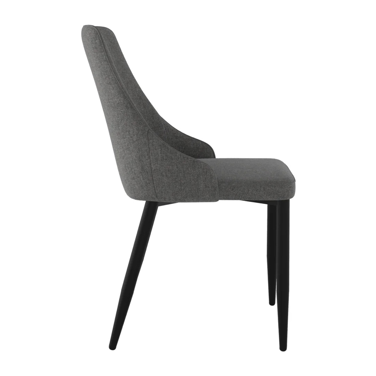 Lot de 2 chaises en tissu gris foncé et pieds en métal - Pipo