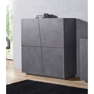 Credenza moderna di design a 4 ante battenti, Made in Italy, Buffet da cucina, Madia con scaffali da cucina, cm 120x43h126, colore Grigio Ardesia