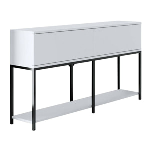 Credenza Djimsit, Buffet da soggiorno, Madia da salotto, Dispensa da cucina, 150x30h80 cm, Bianco e Nero