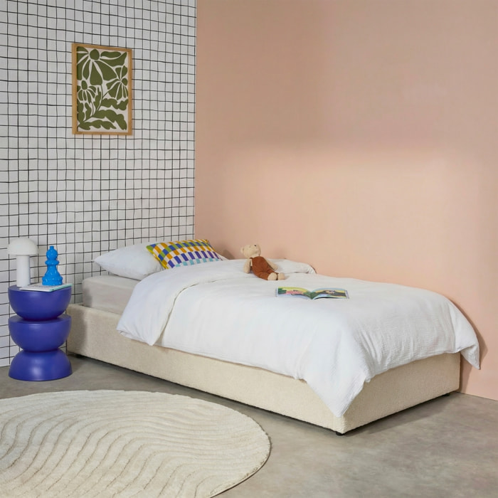 Lit coffre sommier à lattes 90 x 190cm velours côtelé (fine côte) DEVON