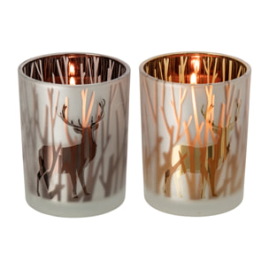 J-Line chandelier cerf - verre - marron/marron foncé - medium - assortiment de 2