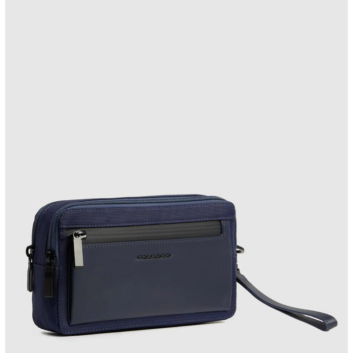 Piquadro Pochette a due scomparti in tessuto riciclato