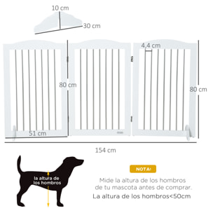 Barrera de Seguridad para Perros Plegable 154x30x80 cm con Soporte de Pie Blanco