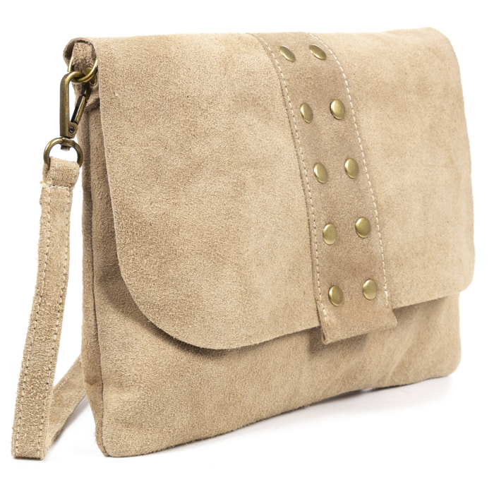 Alpette borsa a tracolla donna. Vera pelle scamosciata.