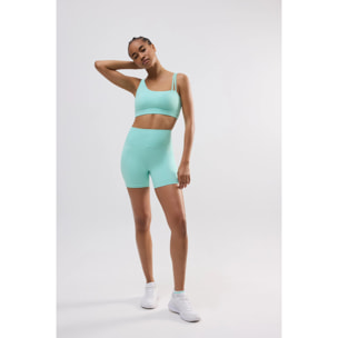 Reggiseno sportivo asimmetrico con supporto leggero in azzurro