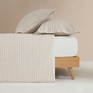 Funda nórdica algodón cuadros Kimcuad color gris piedra