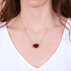 Collana Catena Forzatina con Pendente Ovale in Pietra Naturale Agata Rossa