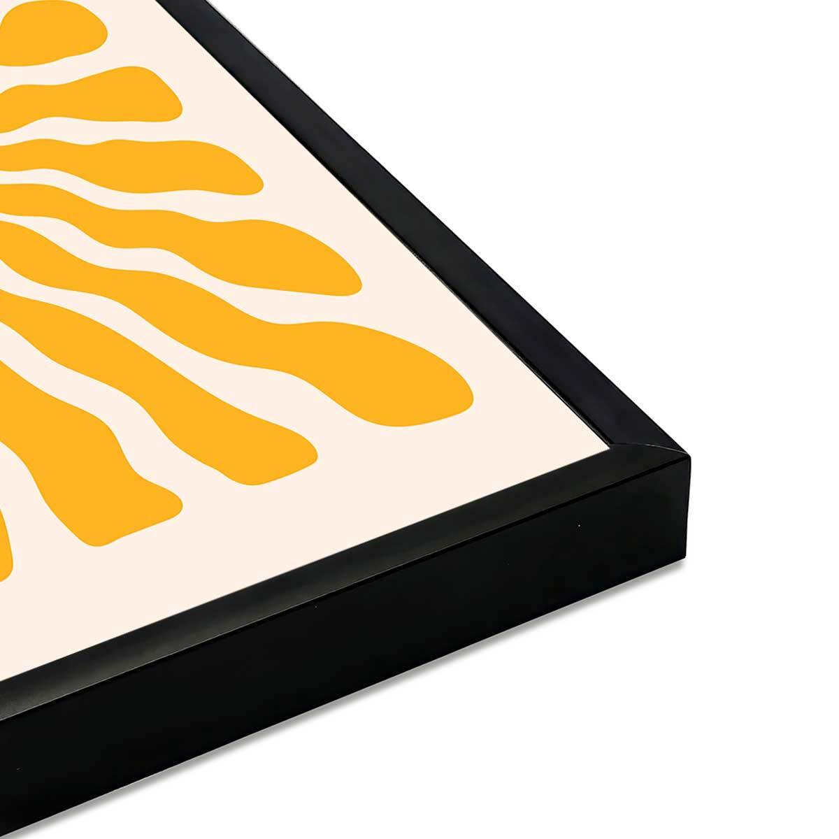 Affiche encadrée soleil graphique jaune rétro Affiche + cadre en métal - Noir