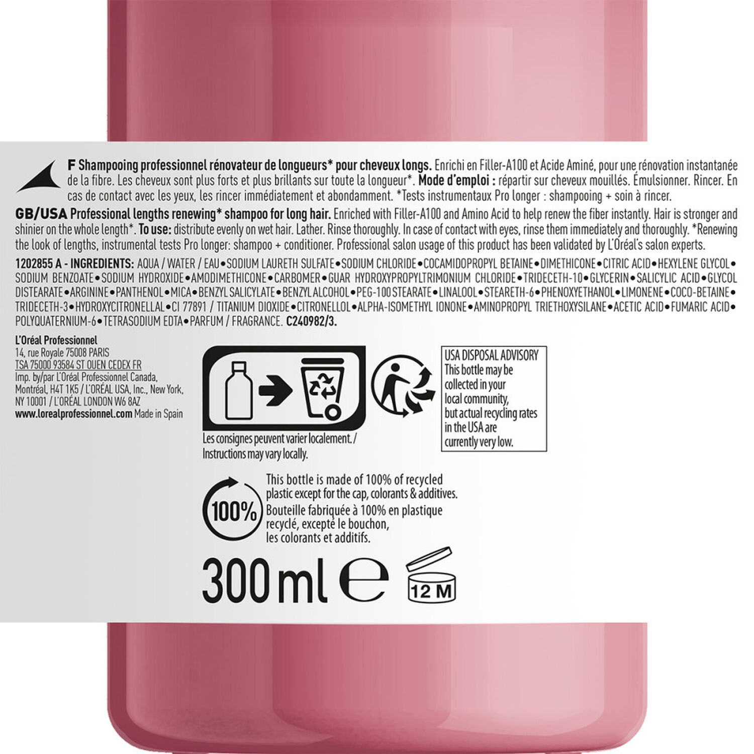 Série Expert Pro Longer - Shampoing rénovateur de longueurs pour cheveux longs 300 ml