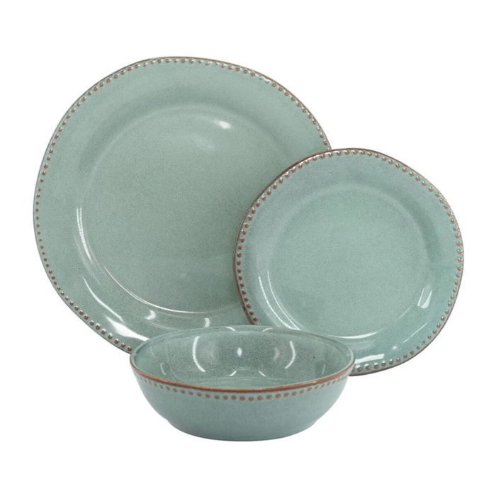 Servizio di piatti blu da 18 pezzi rifiniti a mano - Rita