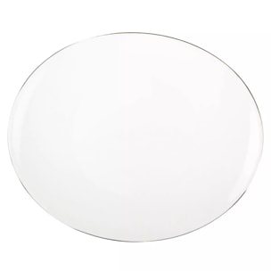 Lot de 6 ASSIETTE DE TABLE OVALE BORD PLATINE