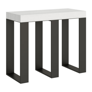 Console extensible 90x40/300 cm Sintesi Frêne Blanc cadre Anthracite