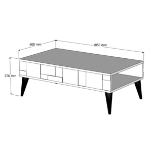 Tavolino da salotto Dminut, Tavolo basso da caffè, Portariviste per divano, Ripiano da soggiorno, 105x60h38 cm, Noce e Antracite