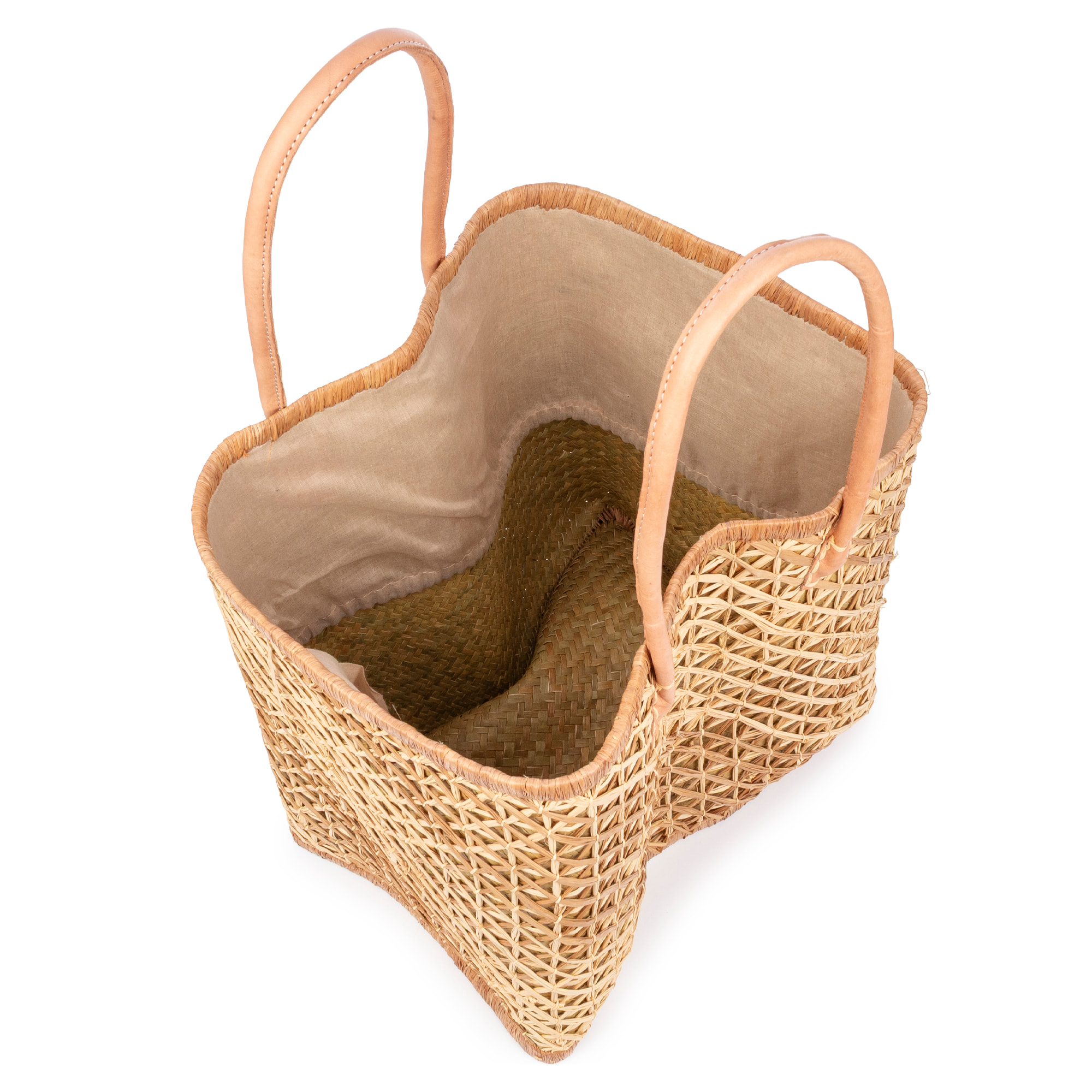 Zavattarello borsa a spalla donna. Realizzata in rafia e tessuto, con manici in pelle.